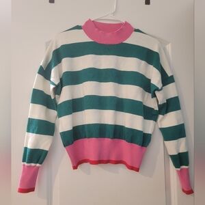 THML Striped Green and Pink Women's Sweater